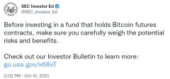SEC关于持有比特币期货的资金的推文 - 行将抵达